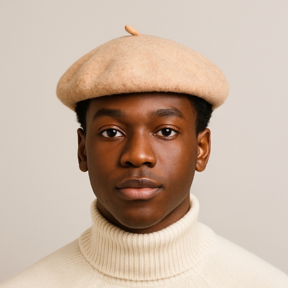 Beige Wool Beret - Picture 1 of 3